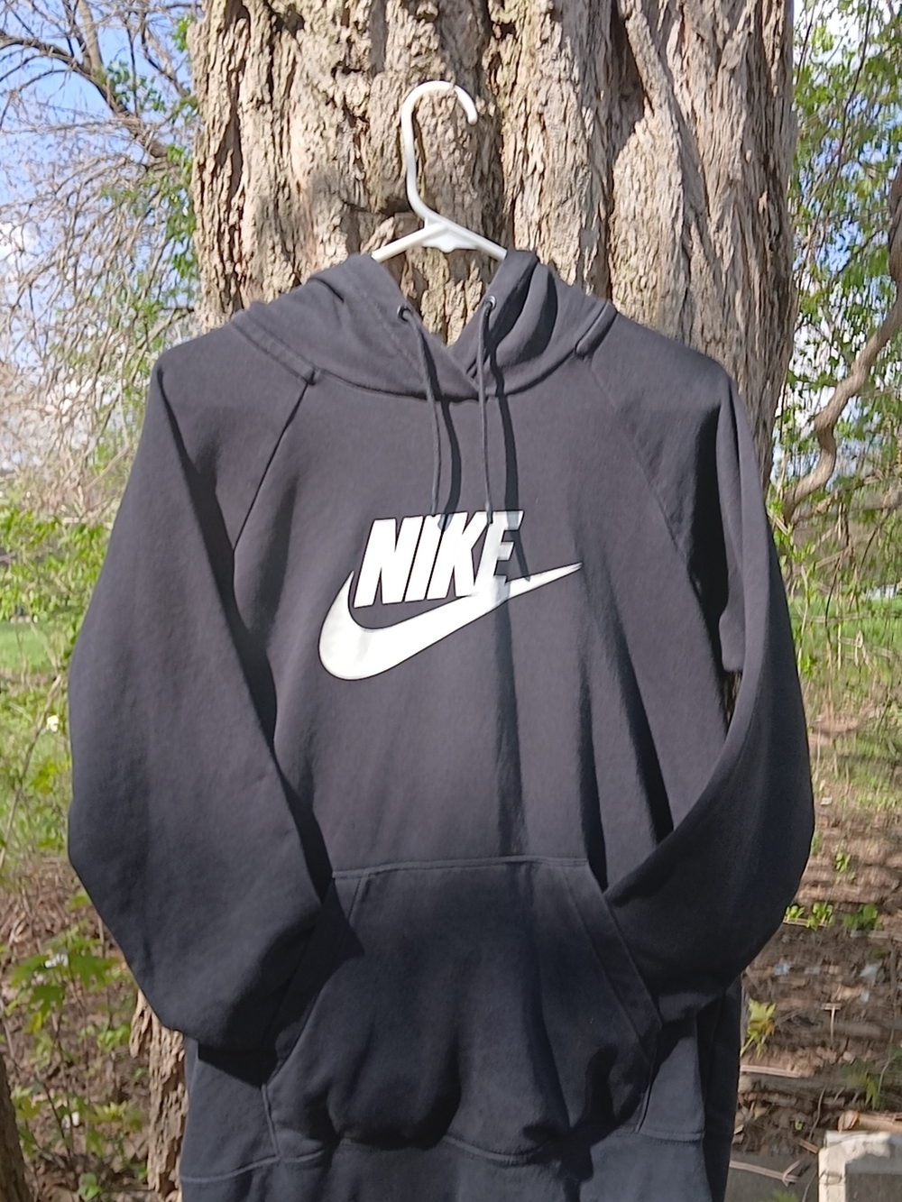 Nike Men's Black Zip-Up Style Hoodie with White Logo